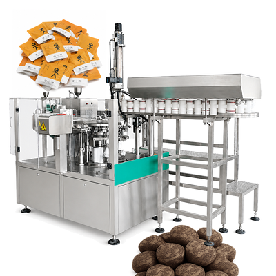 Tea Cake Packing Machine | Premade Pouch Packing Machine with Rotary Feeder & Nitrogen Flushing | Pu Er Tea Brick Packing Line